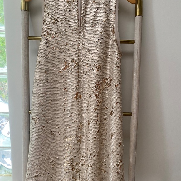 Rachel Roy Women’s Party Sequins Sleeveless Pockets Gold Beige Dress Size L - Picture 3 of 15